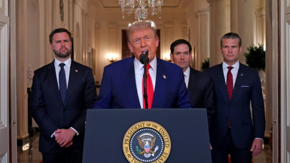 Trump, seen here in an address to the nation on Saturday, said the ceasefire would be phased-in over 24 hours