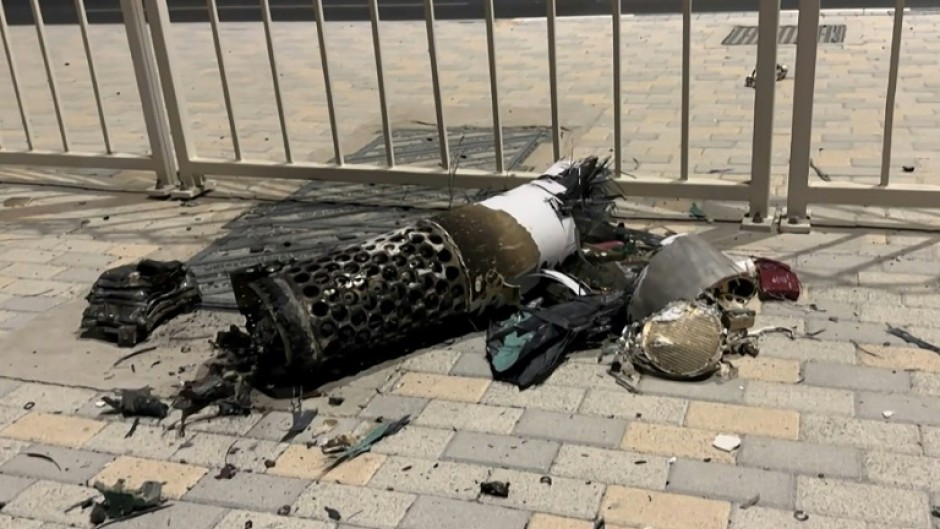 AFPTV footage shows the remnants of an Iranian missile intercepted over Qatar