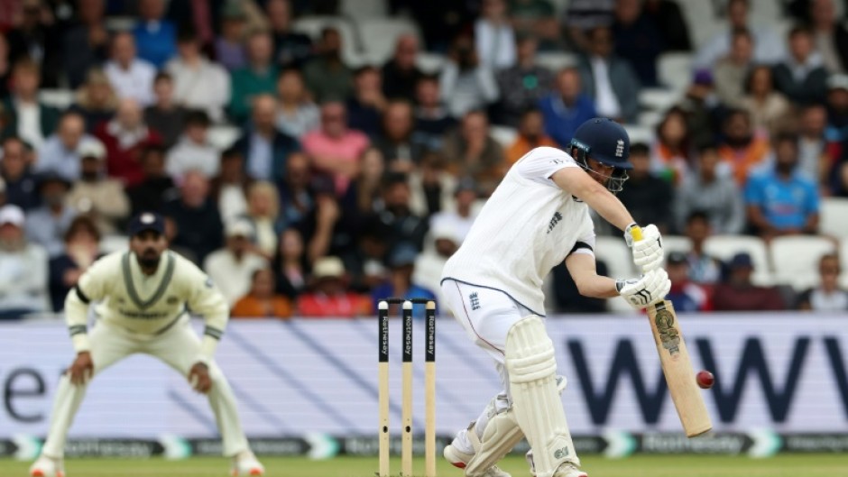 England opener Ben Duckett drives in the first Test against India at Headingley