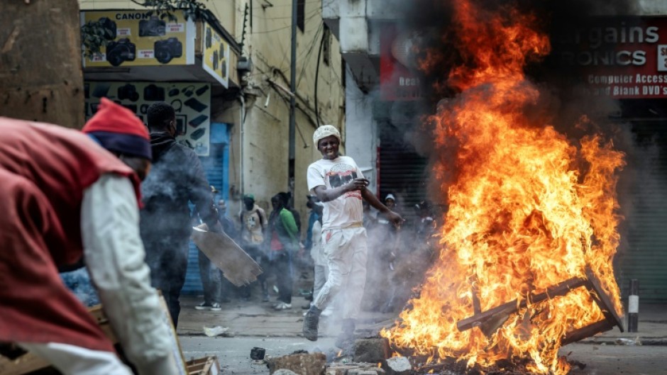 Protests in Nairobi's business district left the area in ruins