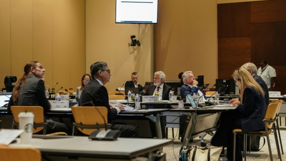 New committee members from left, Retsef Levi, James Pagano, Robert Malone, Joseph Hibbeln, and Martin Kulldorf attend the first meeting of the CDC's Advisory Committee On Immunization Practices at the CDC global headquarters on June 25, 2025 in Atlanta, Georgia