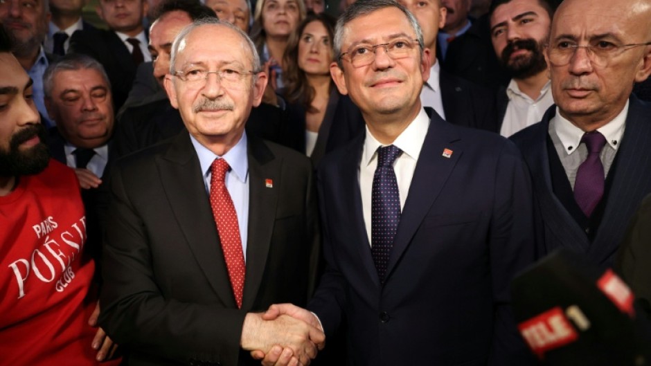 The hearing is looking into the result of the November 2023 CHP primary at which Ozgur Ozel defeated long-time leader Kemal Kilicdaroglu, on the left, who are seen here shaking hands after the vote