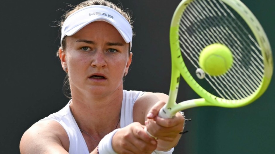 Barbora Krejcikova in action at Wimbledon