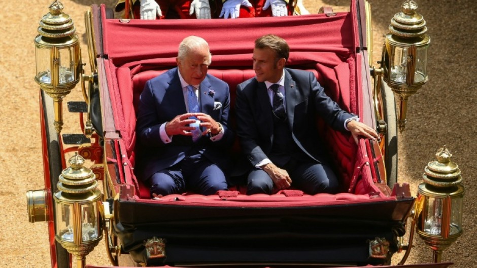French President Emmanuel Macron was warmly welcomed by King Charles III in Windsor