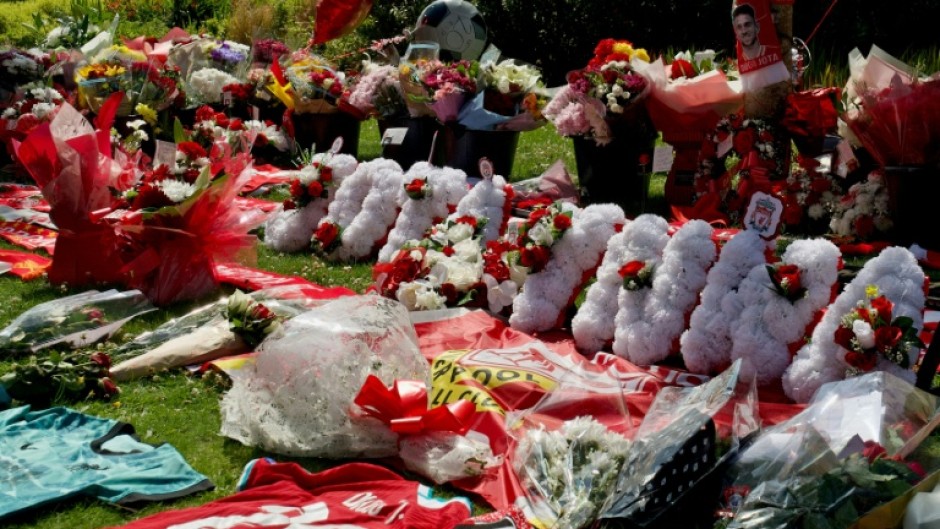 Floral tributes have been paid to Diogo Jota at Liverpool's Anfield stadium