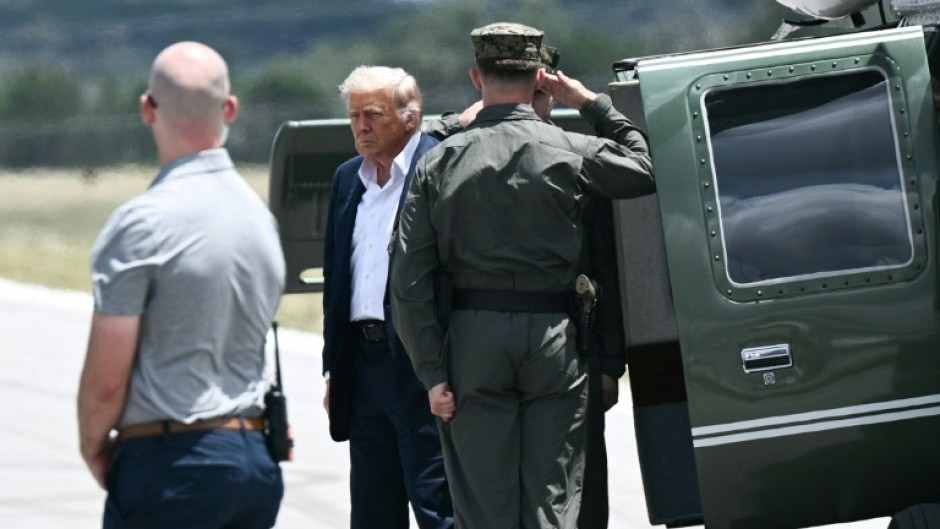 US President Donald Trump, seen here arriving in Kerrville, Texas, has expressed support for an alarm system to alert people to emergencies in the state's flood zones