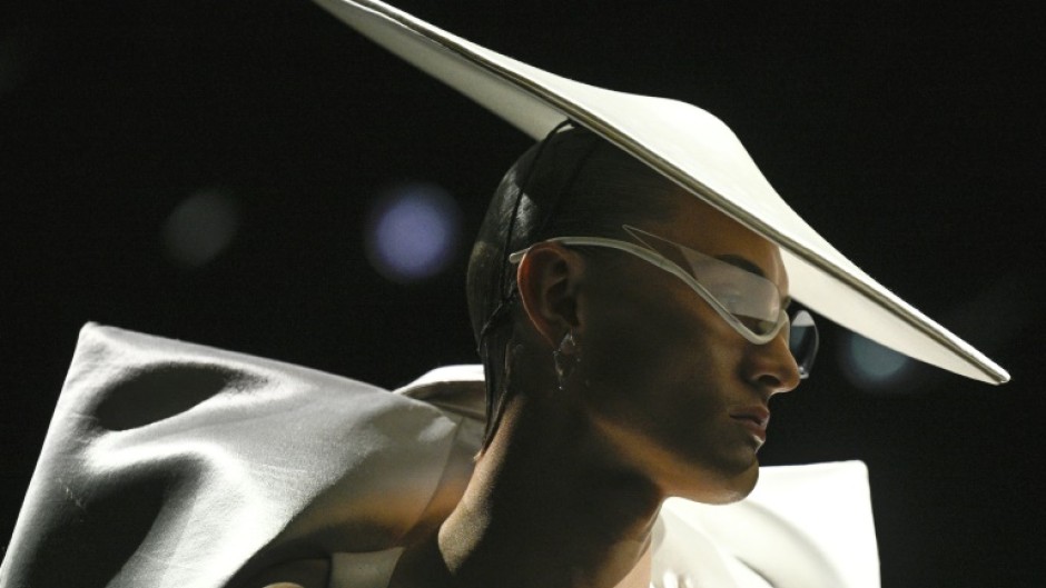 A model wearing a Robert Wun creation in Paris on July 9, 2025