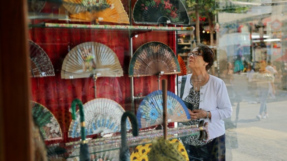 The window displacy at the Casa de Diego fan boutique in Madrid