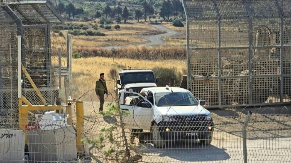 Israeli forces on the armistice line in the occupied Golan Heights