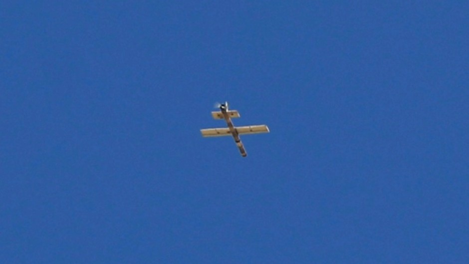 An Israeli drone is seen flying over Sweida on Wednesday.