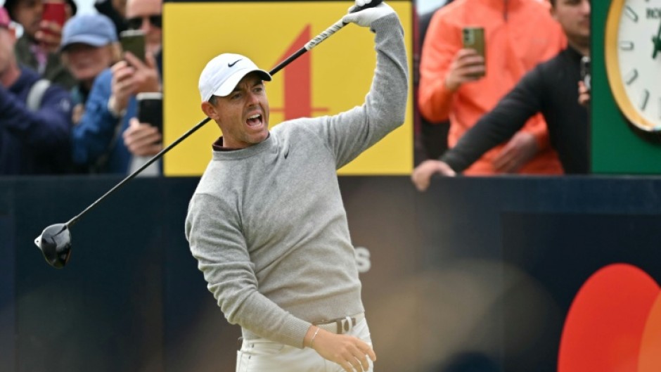 Rory McIlroy hit a wayward drive on the first tee