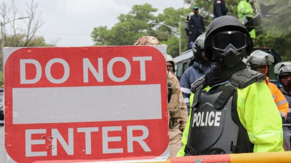 Police guarded Liberia's Capitol building