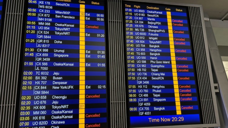 Flights out of Hong Kong have been cancelled as Typhoon Wipha approaches