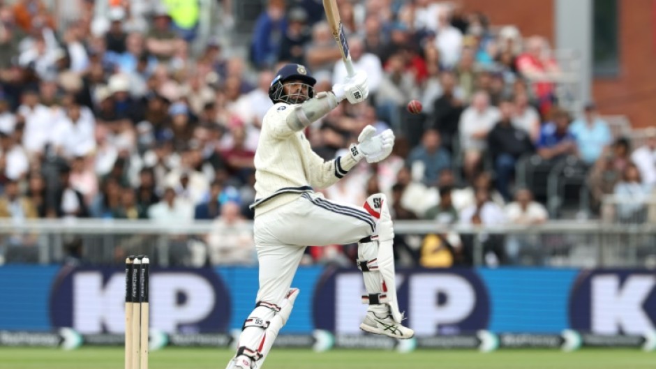 India's Washington Sundar pulls against England in the fourth Test at Old Trafford