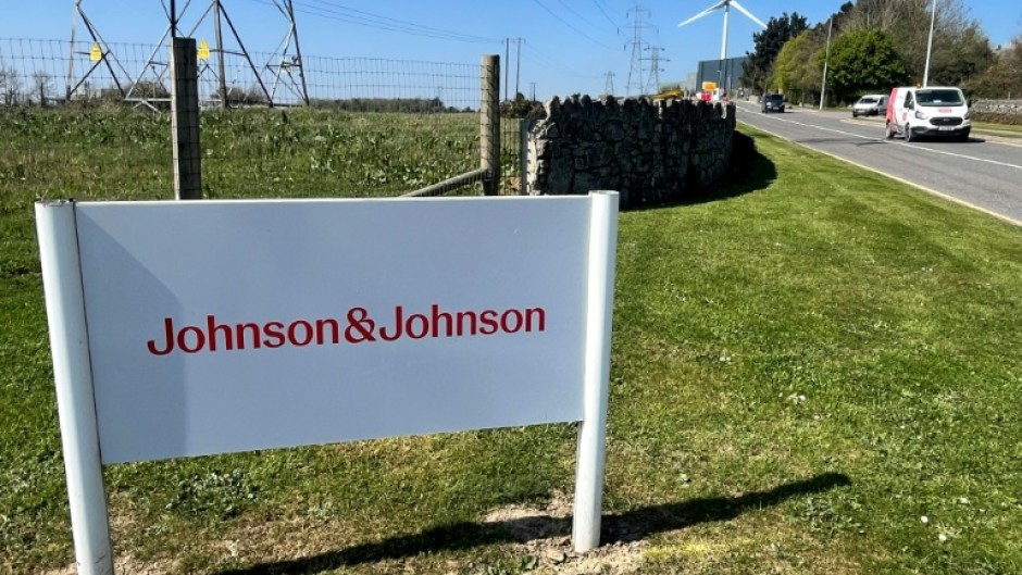 A sign for US pharmaceutical giant Johnson and Johnson in Ringaskiddy, near Cork, southern Ireland, an area which has attracted many US pharma giants in recent years