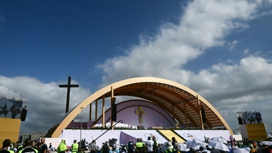 The mass was held in a vast, open-air space on Rome's eastern outskirts