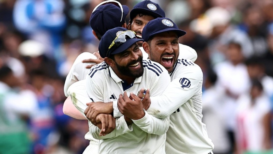 India celebrate victory against England in the fifth and final Test at the Oval
