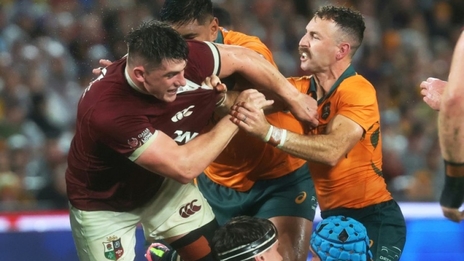 Lions hooker Dan Sheehan (L) will serve a ban for foul play