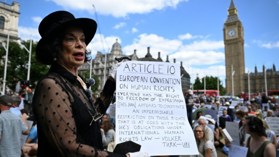 Activist Bianca Jagger was among those at the protest