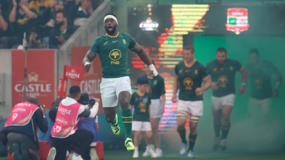 Springbok captain Siya Kolisi (2nd R) will play his 94th Test when he faces Australia in the the World Rugby Championship on Saturday
