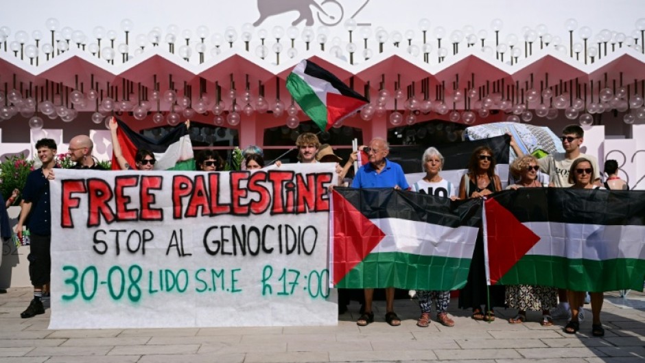  Protesters have called on the festival to take a firm stand against the war in Gaza.