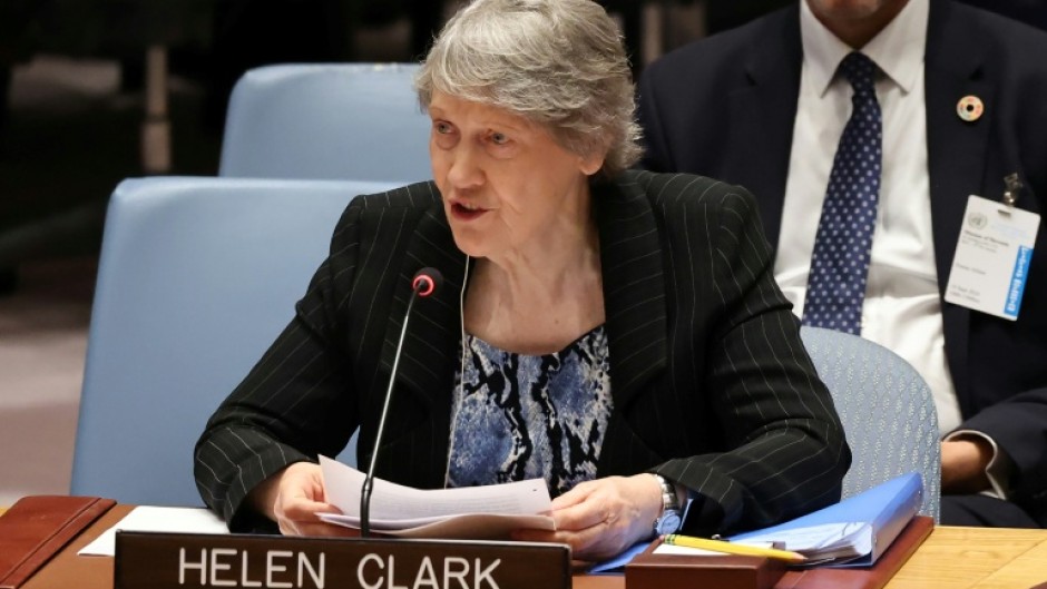 Helen Clark, member of the Elders and former prime minister of New Zealand, speaks during a United Nations Security Council meeting