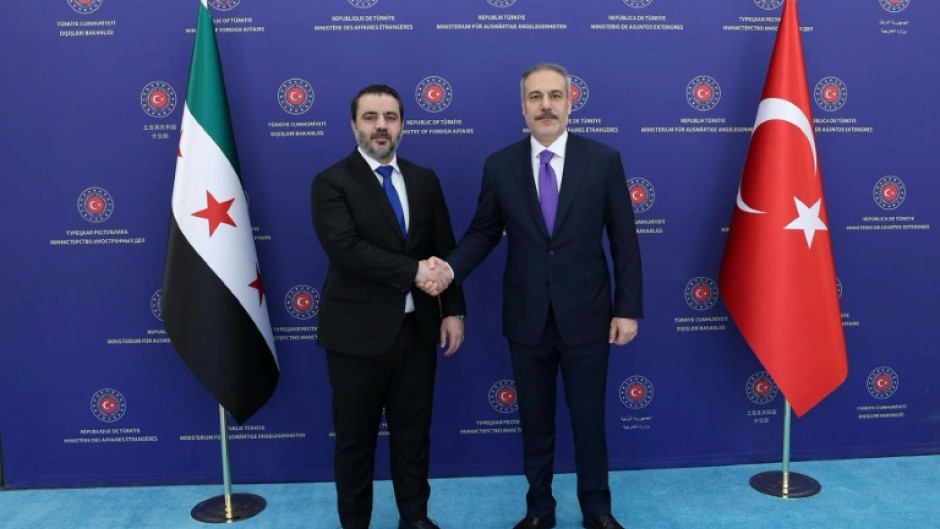 Syrian Foreign Minister Asaad al-Shaibani, seen on the left, and his Turkish counterpart Hakan Fidan have met frequently since the ouster of Bashar al-Assad in December