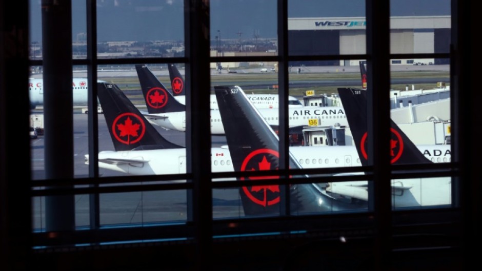 Air Canada planes are seen at Toronto's airport