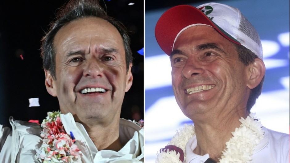 Former president Jorge 'Tuto' Quiroga Ramirez (L) was trailing Senator Rodrigo Paz (R), with both candidates projected to head to a runoff in October