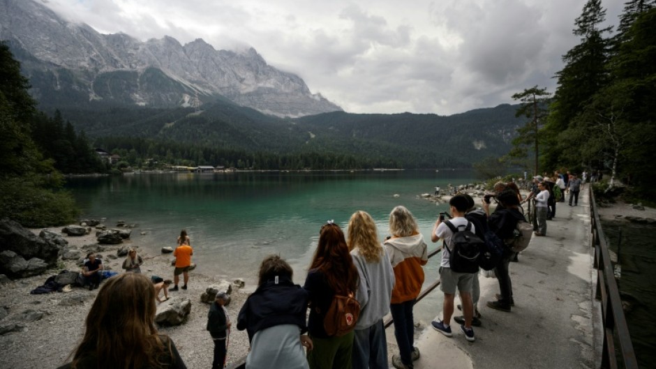 Tourists at the Eibsee lake near Grainau