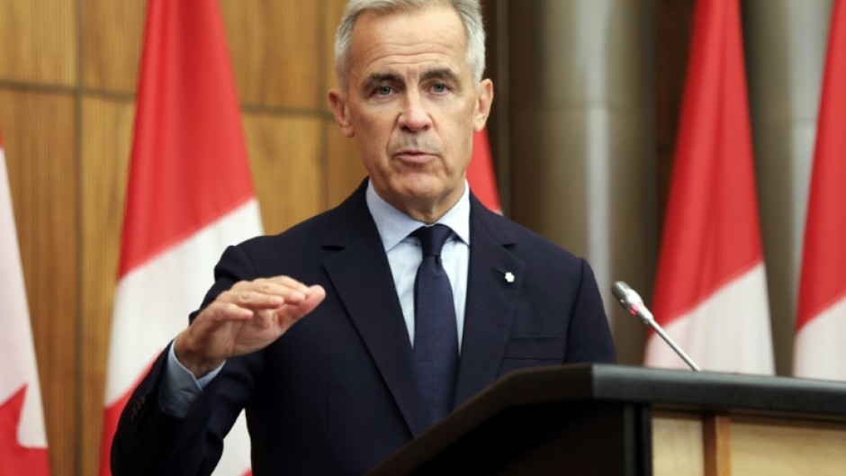Canadian Prime Minister Mark Carney at a press conference in Ottawa