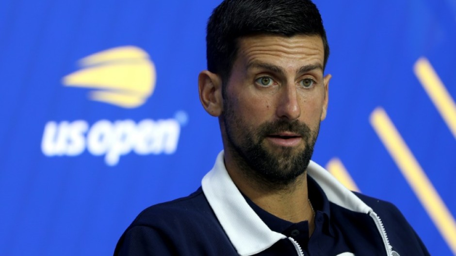 Serbian superstar Novak Djokovic talks to reporters before the start of the US Open, final Grand Slam of 2025