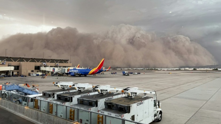 This handout photo provided by the City of Phoenix shows a large cloud of dust at the Phoenix Sky Harbor International Airport on August 25, 2025 in Phoenix, Arizona