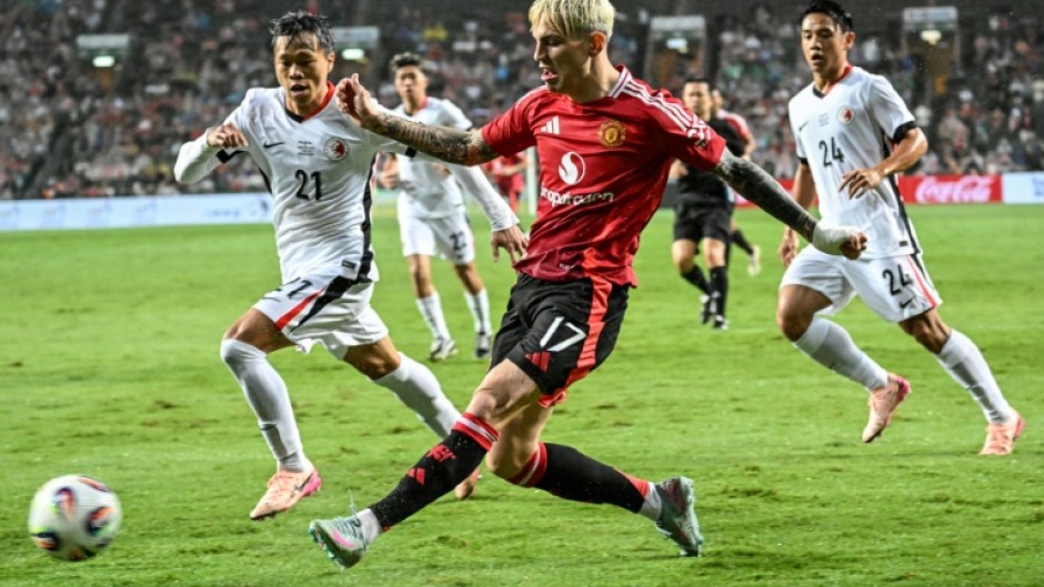 Alejandro Garnacho in action for Manchester United in a friendly in Hong Kong