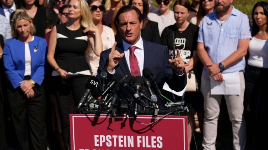 Bradley Edwards, an attorney representing victims of Jeffrey Epstein, addresses a news conference at the US Capitol