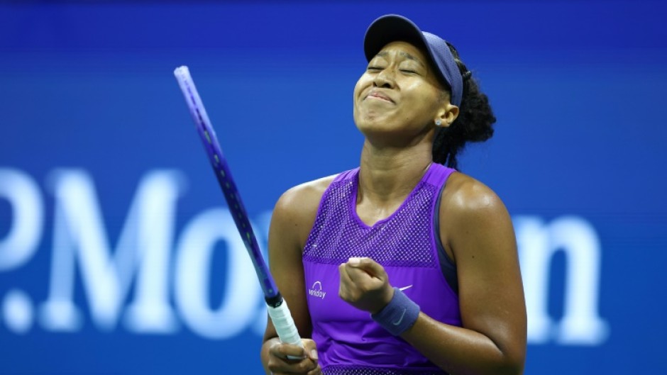 Japan's Naomi Osaka celebrates her victory over Karolina Muchova to reach the semi-finals of the US Open