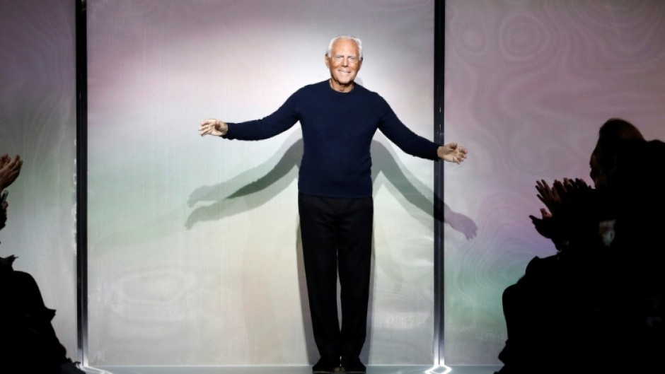 Italian fashion Giorgio Armani has died at the age of 91 -- he is pictured at his 2018 haute couture show in Paris