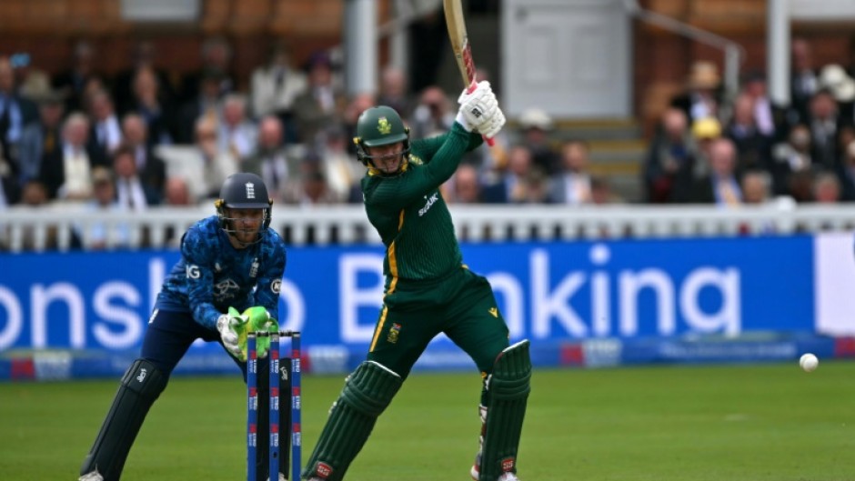 South Africa's Matthew Breetzke hits out during his 85 in the second ODI against England at Lord's