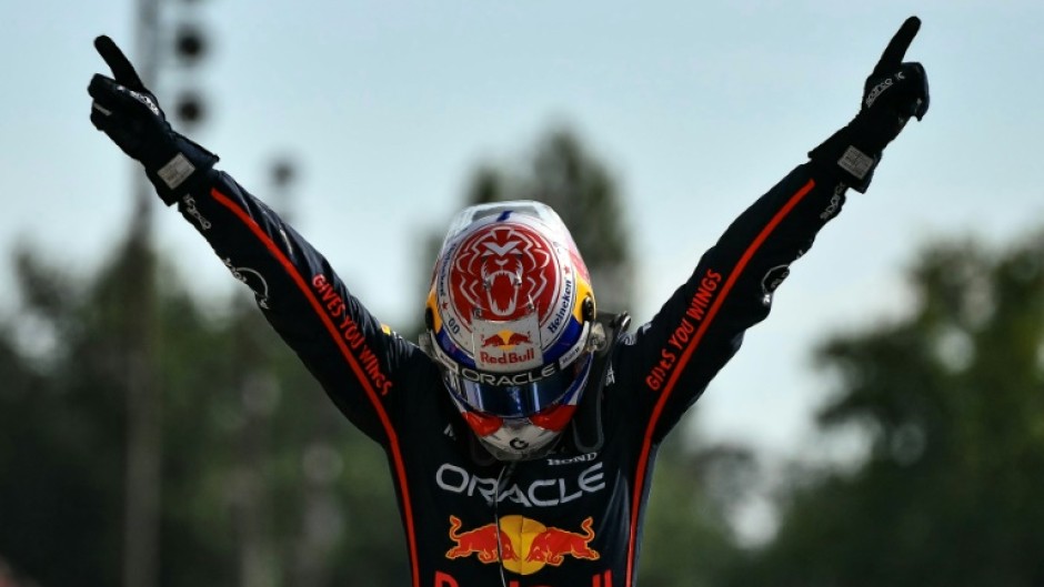 Max Verstappen celebrates winning the Italian Formula One Grand Prix on Sunday