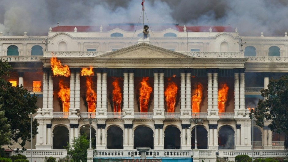 Protests started Monday in Kathmandu but escalated into an outpouring of rage nationwide with government buildings set on fire