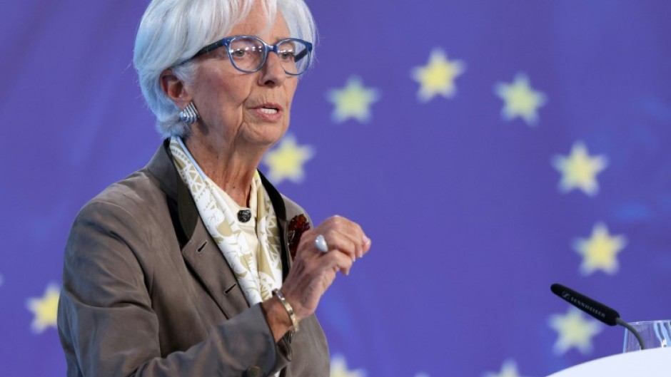 European Central Bank president Christine Lagarde addresses a press conference