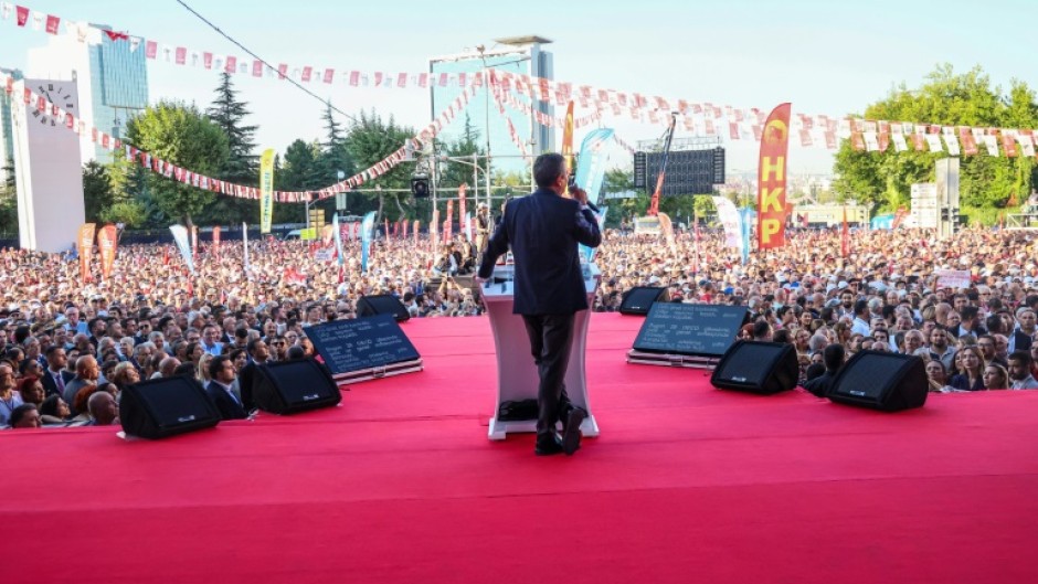 CHP leader Ozgur Ozel said the crowd had gathered to 'stand against the (judicial) coup'