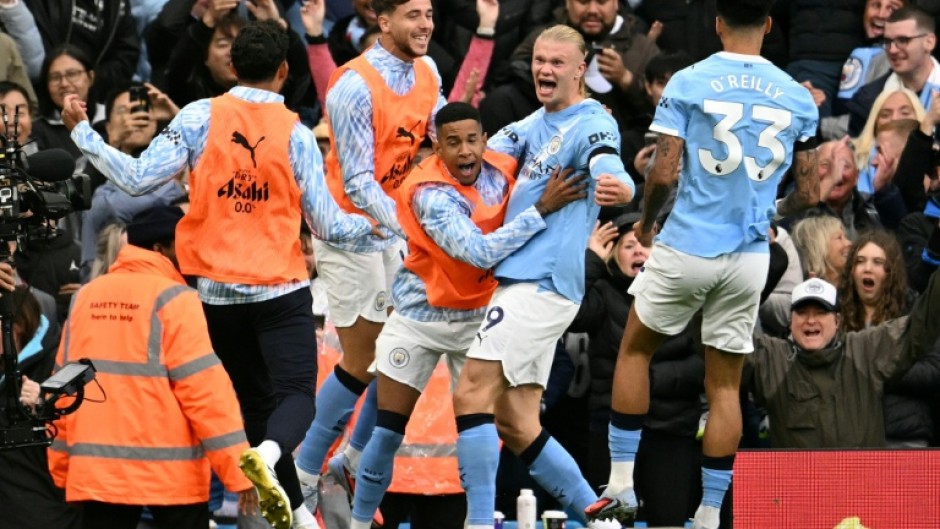 Erling Haaland scored twice in Man City's 3-0 win over Man Utd