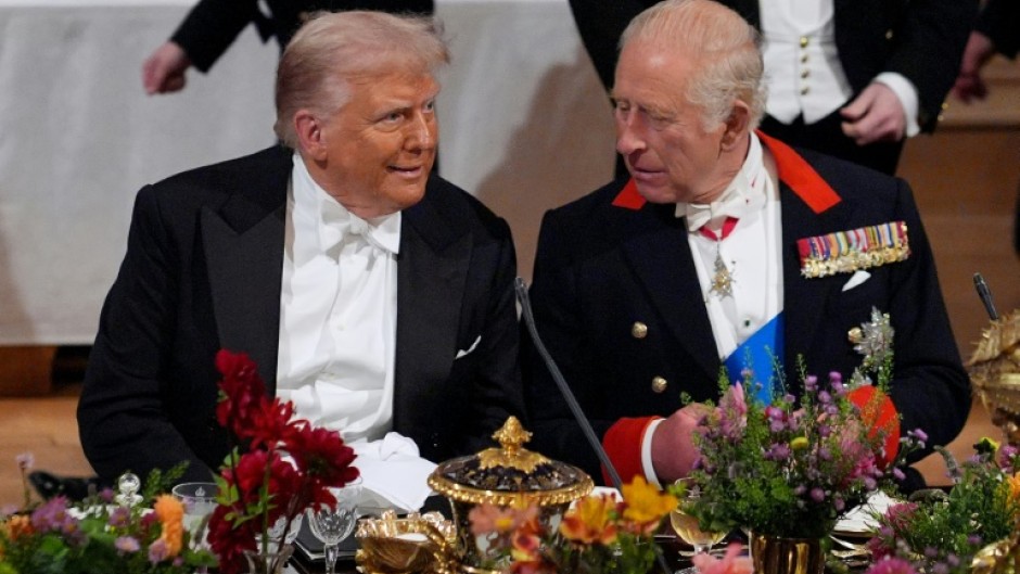US President Donald Trump and Britain's King Charles III attend a state banquet at Windsor Castle