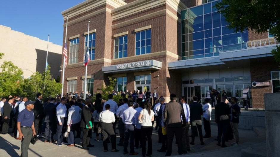 Candidates lined up to apply for jobs with Immigration and Customs Enforcement in Provo, Utah
