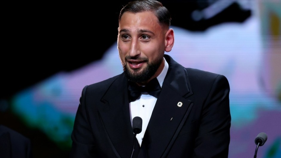 Gianluigi Donnarumma received the Yashin Trophy for the best male goalkeeper at the Ballon d'Or awards ceremony