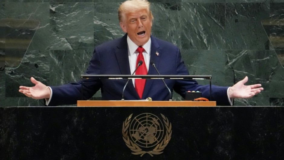 US President Donald Trump delivers remarks to the United Nations General Assembly at the UN headquarters in New York City on September 23, 2025.