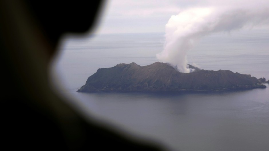 Steam rising from the White Island volcano in Whakatane after a volcanic eruption