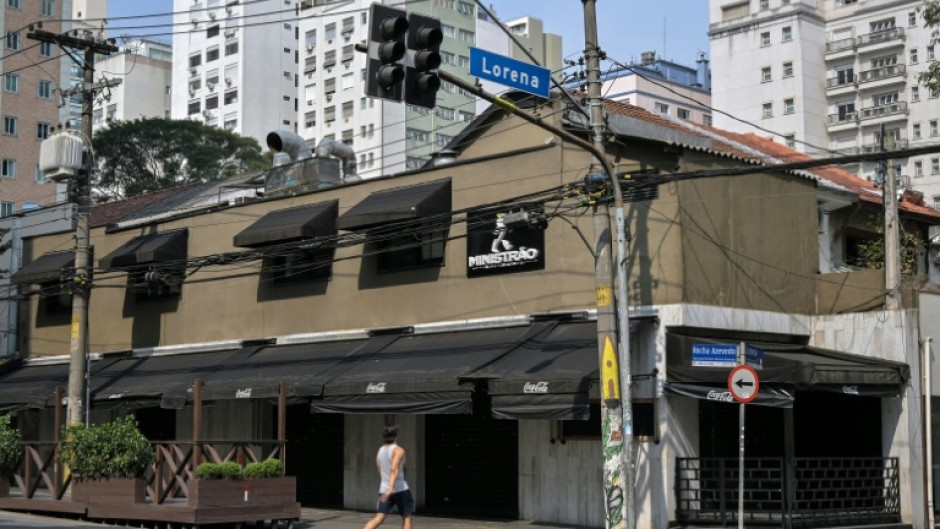 A view of the facade of Ministrao Bar in São Paulo which was closed following an operation investigating the sale of alcoholic beverages contaminated with methanol.