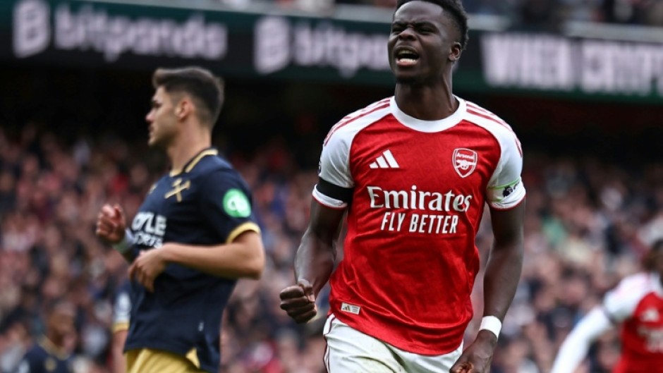Bukayo Saka scored as Arsenal moved top of the Premier League